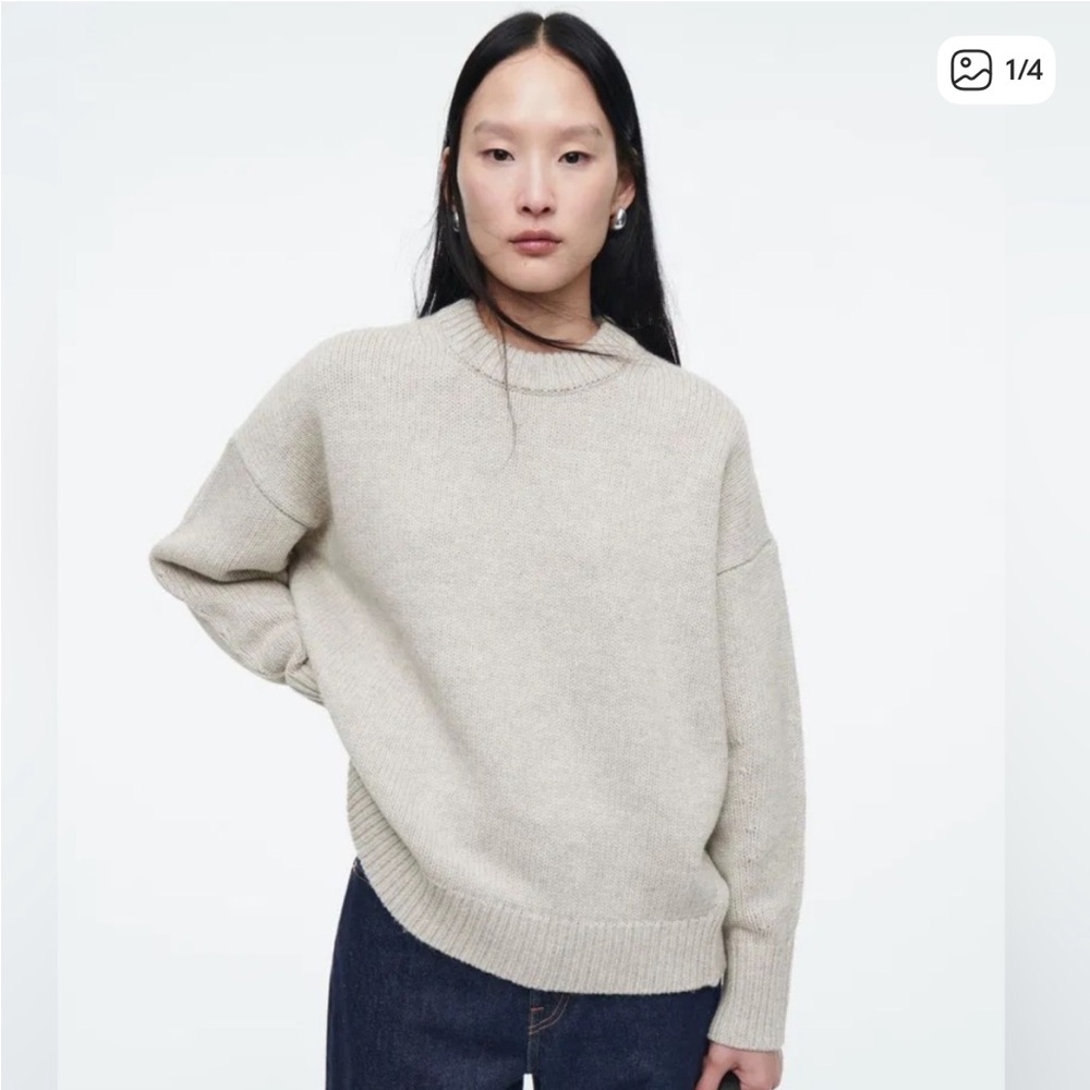 COS Oversized Crewneck Sweater in Light Beige